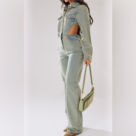 PLT Women's Denim Cutout Jumpsuit - Picture 2 of 4